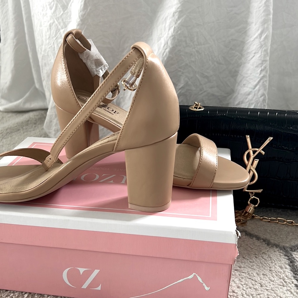 Nude strap heels